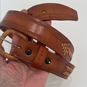 Vintage genuine Leather Hand Tooled Western belt sz 40 brown cowboy mexican